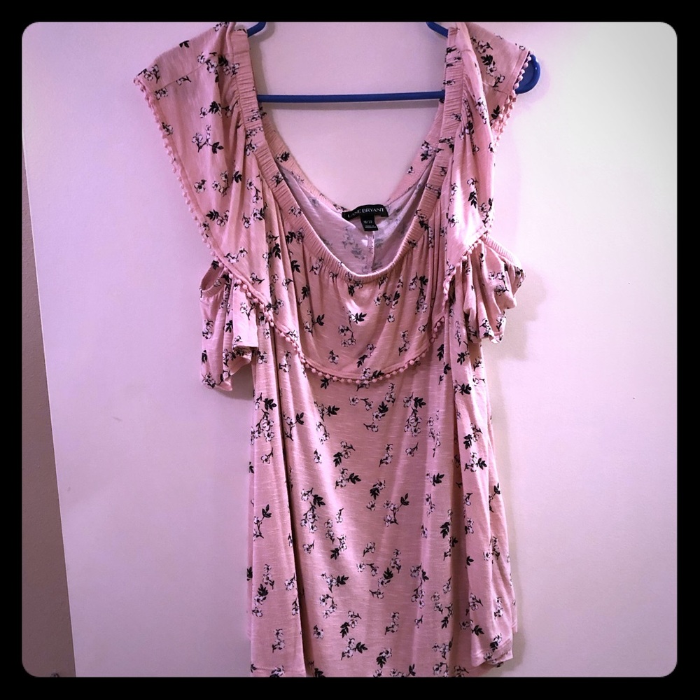 Off shoulder pink shirt